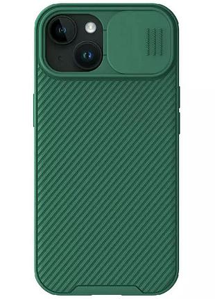 Карбоновая накладка nillkin camshield pro magnetic для apple iphone 15 (6.1") deep green