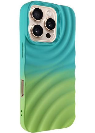 Силіконовий чохол tpu colorwave 3d для iphone 16 pro об'ємний дизайн marine green / mint