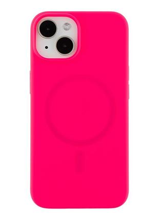 Чохол накладка glow silicone case with magsafe для apple iphone 14 панель-накладка для телефону магнітна зарядка hot pink
