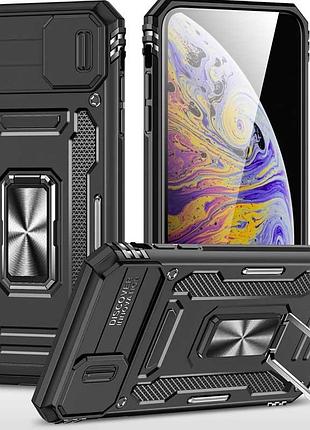 Ударостійкий чохол camshield army ring для apple iphone xs max (6.5") чорний / black