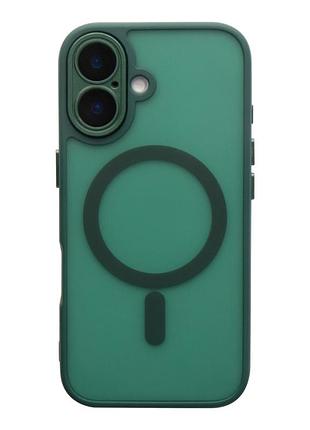Чехол-накладка magnetic matte camera lens with magsafe for iphone 16 dark green