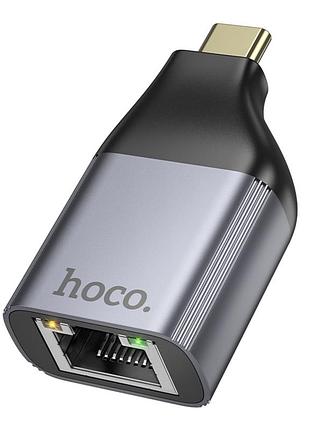 Перехідник hoco ua35 type-c to rj45 10/100mbps сумісність windows, macos, linux, android, chrome os (не працює з iphone) сірий