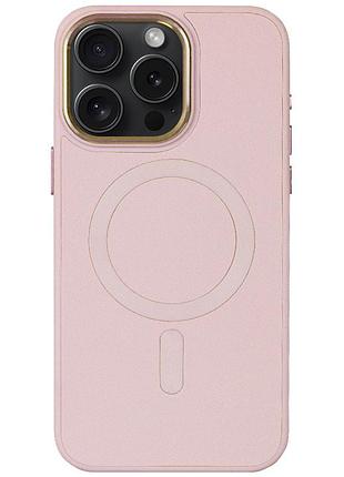 Кожаный чехол bonbon leather metal style with magsafe для apple iphone 12 pro max (6.7") розовый / light pink