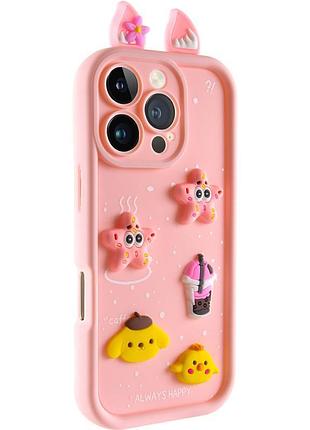 Чехол tpu toys case with ears для apple iphone 16 pro (6.3") light pink