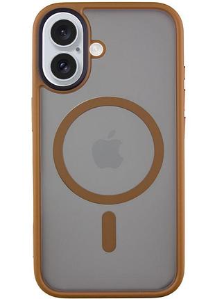 Чехол-накладка metal buttons для apple айфон 16 матовый прозрачный с металлическими кнопками, противоударный gold