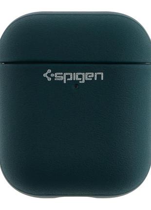 Футляр spigen leather armor с нейлоновым шнурком для airpods 1/airpods 2 dark green