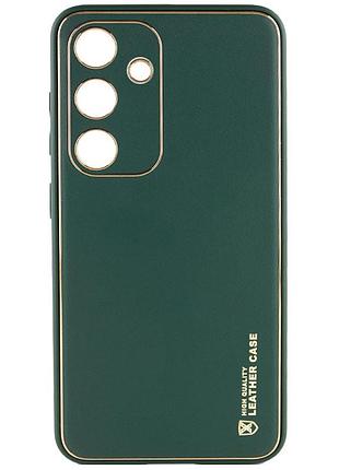 Шкіряний чохол xshield для samsung galaxy s24+ зелений / army green