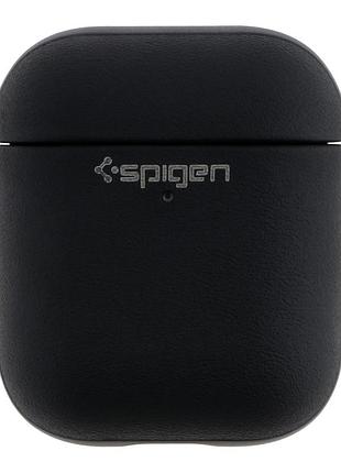 Футляр spigen leather armor с нейлоновым шнурком для airpods 1/airpods 2 black