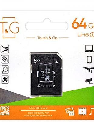 Картка пам'яті з адаптером micro sdxc tg 64 gb uhs-1 class 10 чорний