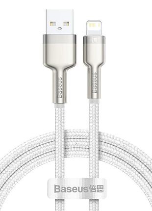 Дата кабель baseus cafule series metal usb to lightning 2.4a (2m) (caljk-b0) white