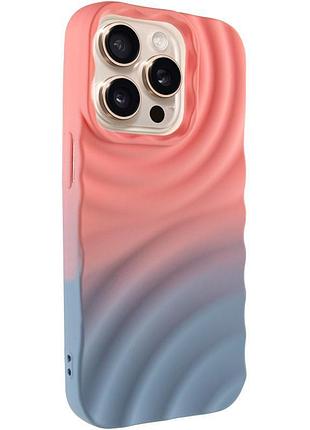 Силіконовий чохол tpu colorwave 3d для iphone 14 pro об'ємний дизайн peach/sky