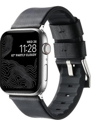 Ремінець apple watch 49/watch 45/watch 44/watch 42 mm black silver (37203_3610735)