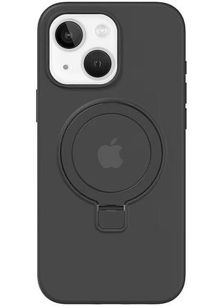 Чехол silicone case full protective with ring для apple iphone 15 (6.1") black