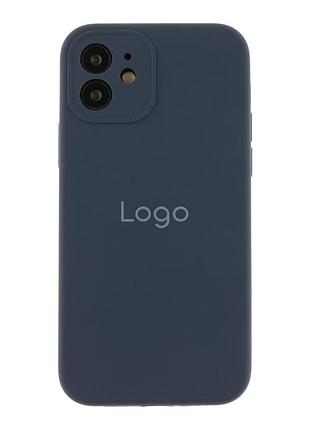 Чехол silicone case full с защитой камеры для iphone 12 dark blue
