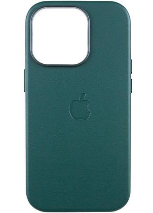 Кожаный чехол leather case (aaa) with magsafe and animation для apple iphone 14 pro max (6.7") forest green
