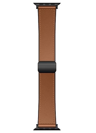 Ремешок hoco wa34 basic magnetic buckle silicone leather strap для apple watch 44/45/46/49mm brown