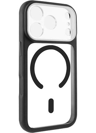 Чехол getman moon clear для apple айфон 17 pro max, прозрачный tpu, magsafe, защита камеры black