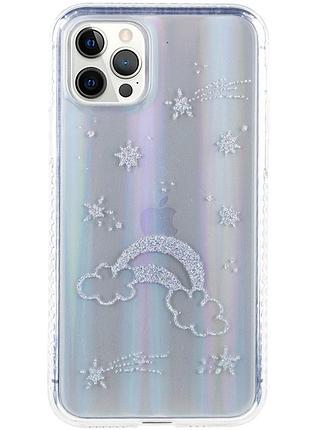 Tpu+glass чохол aurora space для apple iphone 12 pro max (6.7") райдуга