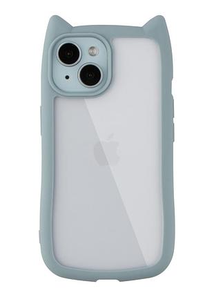 Чехол tpu+pc cat ears case с кошачьими ушками для iphone 15 blue
