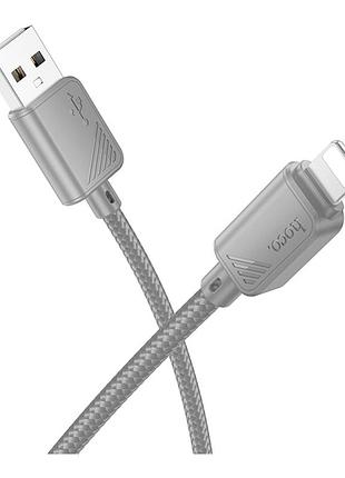 Кабель для зарядки и передачи данных usb hoco x113 nylon braided 2.4a usb-a to lightning 1m grey
