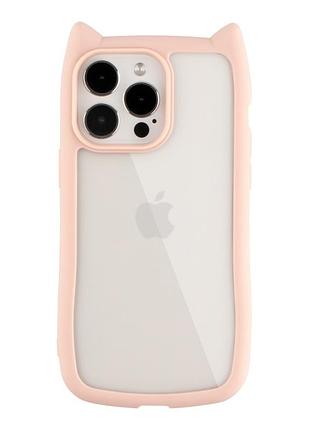 Чехол tpu+pc cat ears case с кошачьими ушками для iphone 14 pro pink