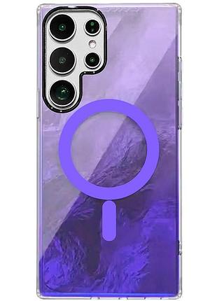 Яскравий чохол shiny mountain (блискуча гора) для samsung galaxy s24 ultra з технологією magfit purple