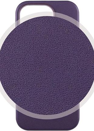 Шкіряний чохол leather case (aaa) with magsafe and animation для apple iphone 14 pro (6.1") deep violet 2