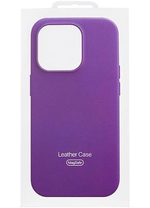 Шкіряний чохол leather case (aaa) with magsafe and animation для apple iphone 14 pro (6.1") deep violet 6