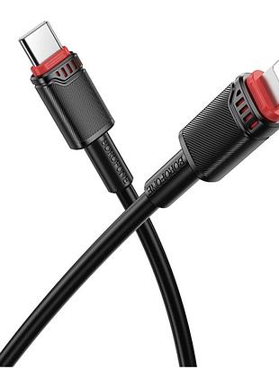 Кабель для заряджання та передачі даних usb borofone bx110 premium pd27w type-c to lightning 1метр black
