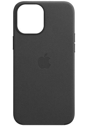 Кожаный чехол leather case (aaa) with magsafe and animation для apple iphone 12 pro max (6.7") black