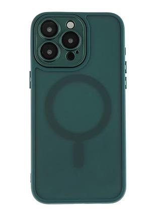 Чехол-накладка magnetic matte camera lens with magsafe for iphone 13 dark green