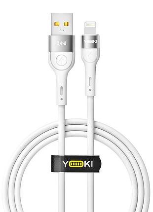 Кабель для заряджання та обміну даними usb yoki yk-ex11 extra series usb/lightning 12 w 2.4 a/5v 1.2 m white
