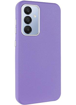 Кожаный чехол leather case metal buttons для samsung galaxy s23 fe light purple