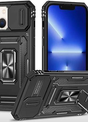 Ударопрочный чехол camshield army ring для apple iphone 15 (6.1") черный / black