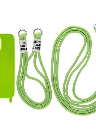 Силиконовый чехол tpu two straps california для apple айфон 13 pro с двумя ремешками light green