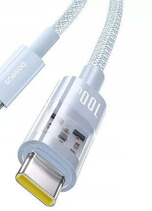 Кабель baseus gem fast charging data cable type-c to type-c 2м для швидкого заряджання та передачі даних 20v/5a blue 2