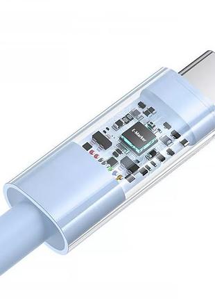 Кабель baseus gem fast charging data cable type-c to type-c 2м для швидкого заряджання та передачі даних 20v/5a blue 3