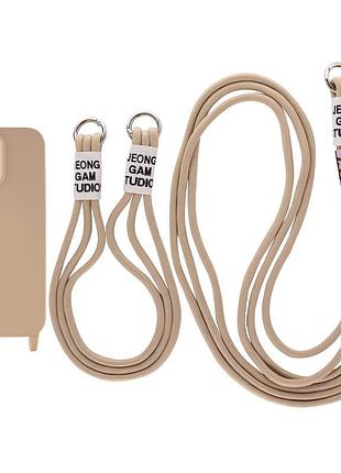 Силиконовый чехол tpu two straps california для apple айфон 13 pro max с двумя ремешками beige