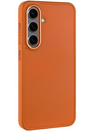 Чехол tpu bonbon metal style для samsung galaxy s24 / samsung galaxy s25 (самсунг галакси s24/ самсунг галакси s25 ) оранжевый /
