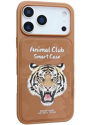 Чохол (накладка) animal club для apple iphone 17 pro захисний протиударний з принтом chocolate brown