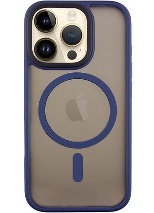 Чехол-накладка metal buttons для apple айфон 16 pro матовый прозрачный с металлическими кнопками, противоударный navy blue