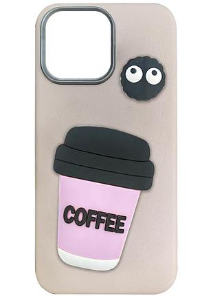 Чехол tpu leather toys для apple iphone 11 pro max (6.5") coffee / pink