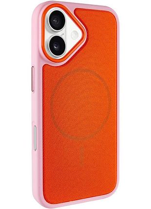 Чехол-накладка techwoven hybrid с magsafe для apple айфон 17 с картхолдером pink / orange