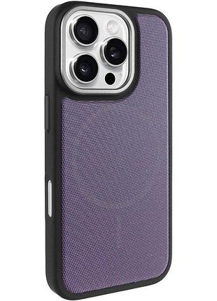 Чехол-накладка techwoven hybrid с magsafe для apple айфон 16 про с картхолдером black / purple