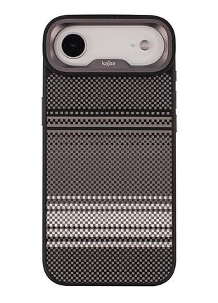 Чехол-накладка kajsa resort коллекция градиентный дизайн (gradient stripe) с magsafe для iphone17 air black o-ring