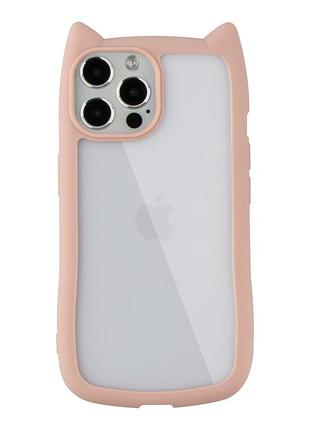 Чохол tpu+pc cat ears case з котячими вушками для iphone 12 pro max pink