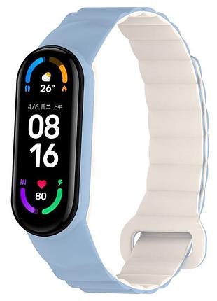 Ремешок dual-color magnetic для xiaomi mi band 7/6/5/4/3 lilac blue / white