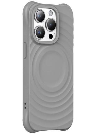 Чохол-накладка tpu orbit об'ємний 3d дизайн із magsafe для apple iphone 15 pro max dark grey