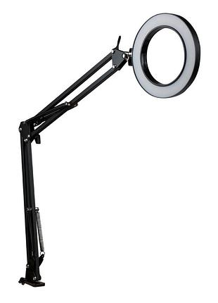 Настольная кольцевая led лампа fx308a на струбцине 10w, цветовая температура 3800–6800k и цветопередачи более