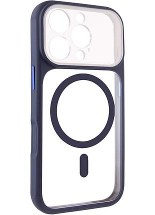 Чохол getman moon clear для apple айфон 16 pro max, прозорий tpu, magsafe, захист камери blue